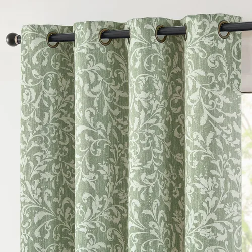 Vista 14 de jinchan Cortinas opacas para dormitorio, cortinas con estampado floral de pergamino gris topo de 84 pulgadas de largo para sala de estar, cortinas