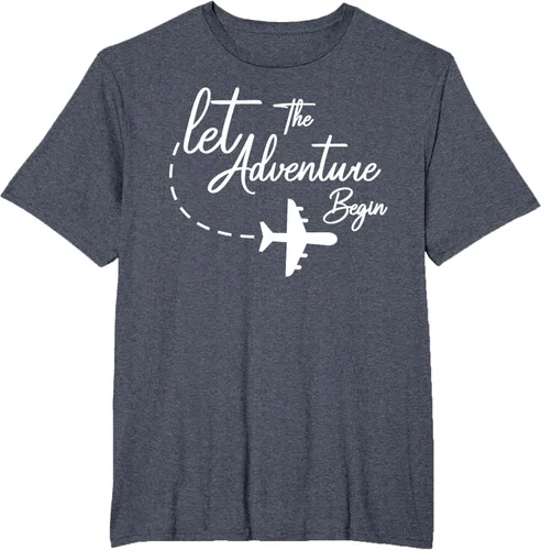 Vista 95 de Let The Adventure Begin - Camiseta inspiradora en modo de viaje en avión, Negro, S