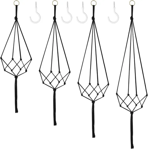 Vista 14 de Augshy Colgador de plantas de macramé, 2 piezas de soporte colgante para plantas con extensor, colgadores de plantas para decoración de interiores