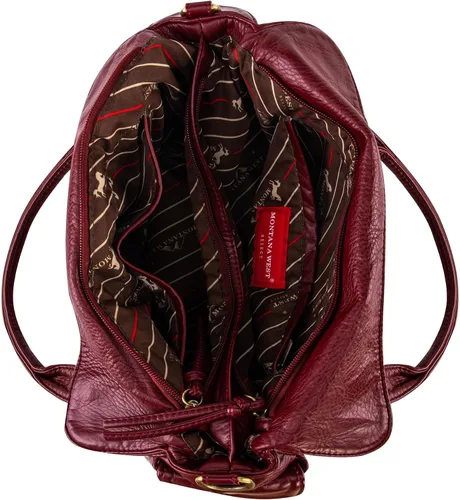 Vista 5 de Montana West Bolsos Hobo de cuero lavado para mujer, bolsos espaciosos con correa cruzada