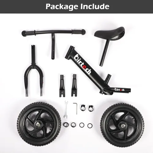 Vista 8 de Birtech Bicicleta de equilibrio para niños de 2, 3, 4, 5 años, bicicleta de equilibrio para niños de 12 pulgadas, juguetes para interiores y Negro