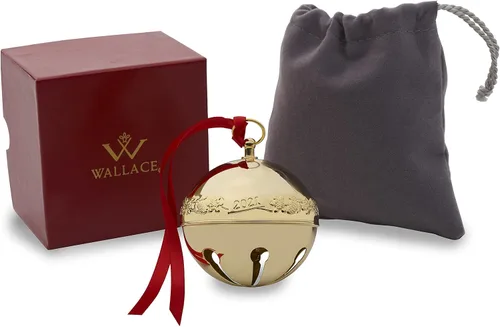 Vista 4 de Wallace 32ª edición 2021 Adorno de campana de trineo chapada en oro, oro, Navidad