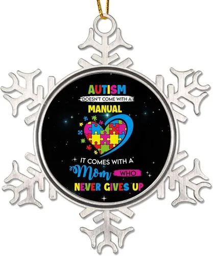 Vista 8 de Adornos de Navidad con texto en inglés «My Brother is Autismo», regalo para niños autistas, decoraciones de conciencia sobre el autismo, recuerdo