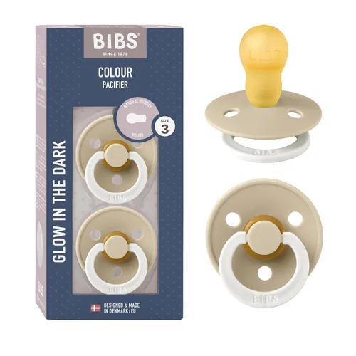 Vista 90 de BIBS - Paquete de 2 chupetes para bebés, goma natural libre de bisfenol A, hechos en Dinamarca, colección Colour, para bebés de 18+ meses, azul bebé