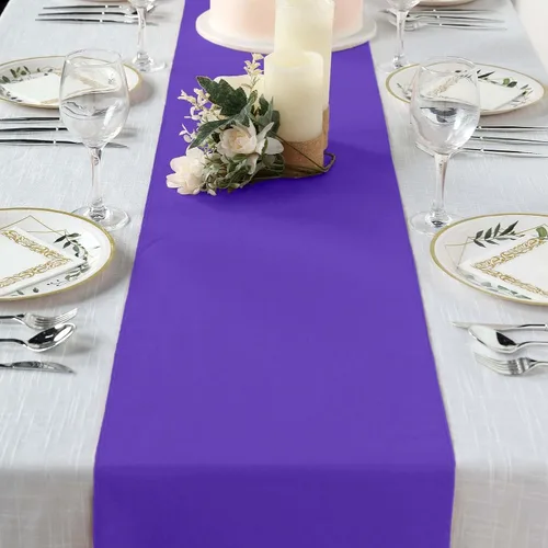 Vista 12 de Efavormart - Camino de mesa de poliéster de alta calidad azul claro para bodas, fiestas de cumpleaños, banquetes, decoración, ajuste rectangular
