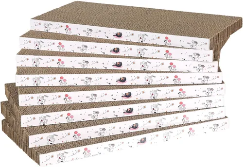 Vista 8 de 5 paquetes en 1 almohadilla para arañazos para gatos con caja, cartón rascador para gatos, reversible, cartón duradero reciclable, adecuado para que