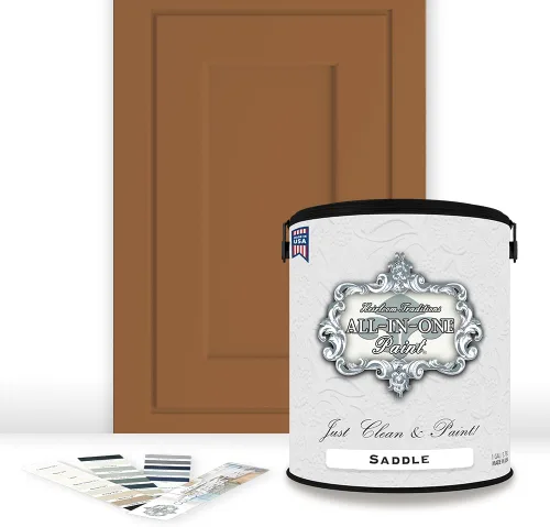Vista 102 de Pintura TODO EN UNO, Abbey (gris cálido), Muestra de 8oz - Pintura duradera para gabinetes y muebles. Imprimación y capa superior incorporadas,