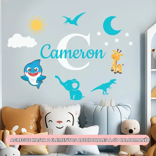 Vista 2 de CRYPTONITE Decoración de pared de vinilo personalizable con nombre e inicial, calcomanía de pared para bebé, niño y niña, calcomanías I para niños