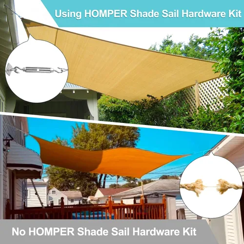 Vista 5 de HOMPER, kit de accesorios para toldos, kit de hardware resistente de acero inoxidable para toldos de jardín en forma de triángulo, cuadrado