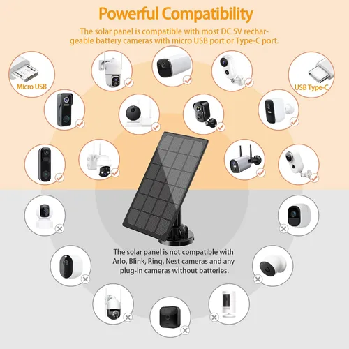 Vista 14 de Panel solar para cámara exterior, cargador solar resistente al agua IP66, suministro de energía solar continuo para cámaras de seguridad, con cable