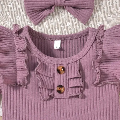 Vista 20 de Aalizzwell Body de manga corta para bebé niña con pantalones cortos acanalados