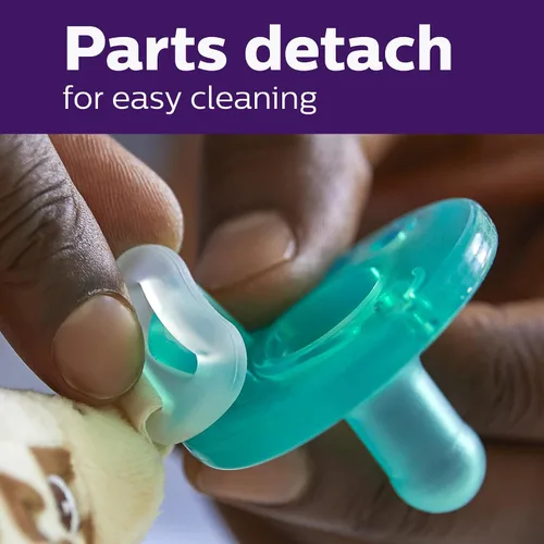 Vista 5 de Philips AVENT Soothie Snuggle Portachupetes con Chupete Desmontable, 0m+, Elefante, SCF347/03- 1 Unidad (Paquete de 1)