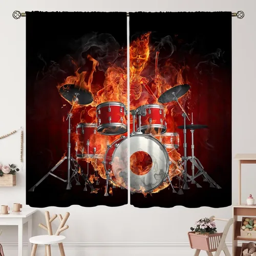 Vista 9 de Cortinas de jazz para mujer americana, estilo grunge, estilo grunge, con bolsillo para barra, para dormitorio, sala de estar, decoración
