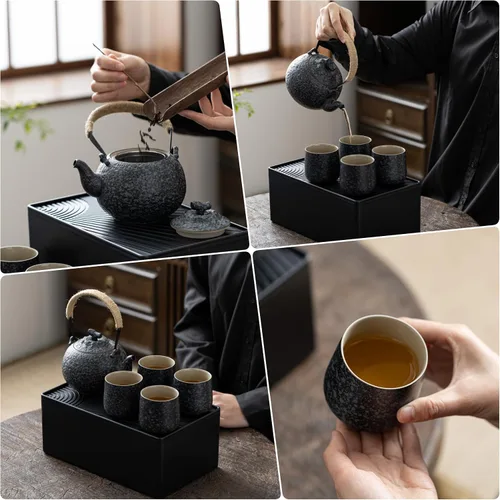 Vista 7 de TEANAGOO Juego de té japonés, juegos de té chino, tazas de té japonés de porcelana, juego de té chino de gongfu, juego de té asiático para adultos