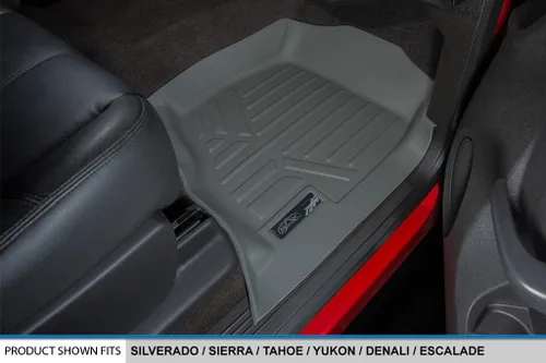 Vista 3 de SMARTLINER Juego de alfombrillas de suelo de ajuste personalizado, 2 filas, color gris para Cadillac Escalade 2007-2014 (sin modelos híbridos)