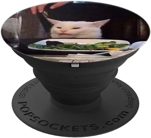 Vista 4 de Disgusted Cat PopSockets - Agarre y soporte para teléfonos y tabletas, Negro