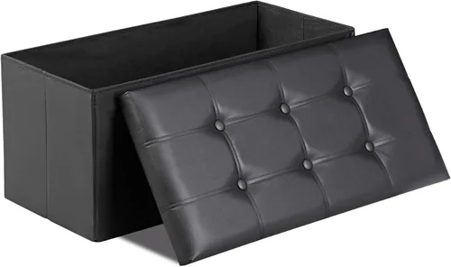 Vista 13 de ZenStyle Banco otomano de almacenamiento de 30 pulgadas, reposapiés plegable, banco largo de almacenamiento para zapatos con asiento acolchado