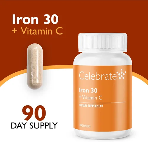 Vista 2 de Suplemento de hierro con vitamina C, 30 mg de hierro, 60 mg de vitamina C, vitaminas bariátricas para pacientes con WLS, manga vertical y cirugía