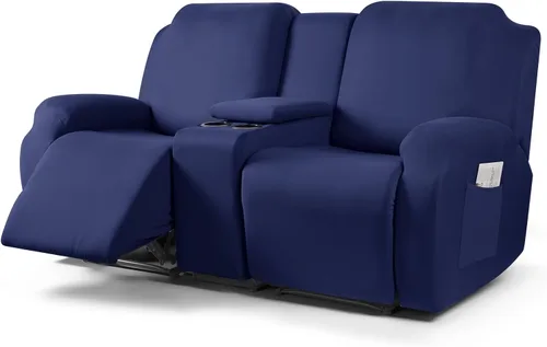 Vista 38 de TAOCOCO Sofá reclinable con funda de consola central, 4 piezas de tela de poliéster elástica, protector de muebles suave y lavable