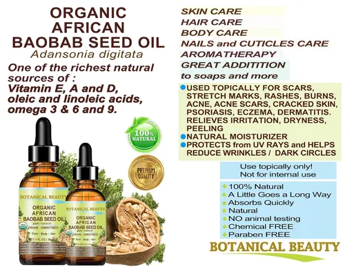 Vista 7 de Botanical Beauty Aceite de semilla de BAOBAB orgánico 100% puro y natural refinado aceite portador prensado en frío 0.5 fl oz 0.5 fl oz para cara