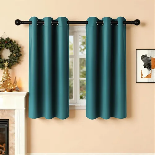 Vista 69 de Cortinas de oscurecimiento de habitación de 45 pulgadas de largo para dormitorio y sala de estar, cortinas térmicas aislantes con ojales