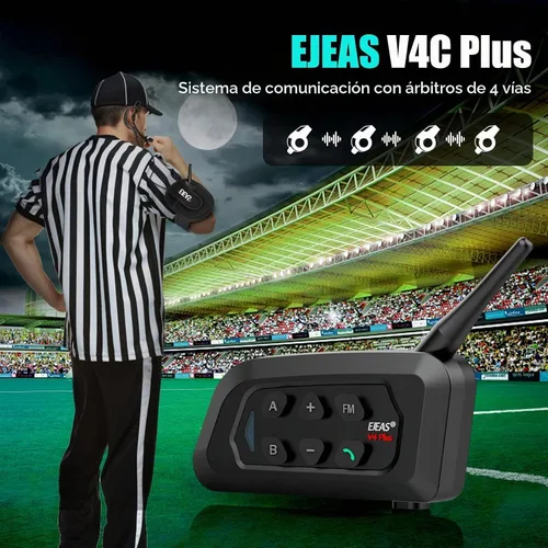 Vista 2 de EJEAS V4C Plus - Intercomunicador de árbitro profesional, sistema de comunicación de árbitro Bluetooth 5.1 con función de radio FM para deportes