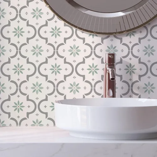 Vista 40 de Alwayspon 12 calcomanías de azulejos de pared retro florales mate para transferir, despegar y pegar, calcomanías de vinilo autoadhesivas