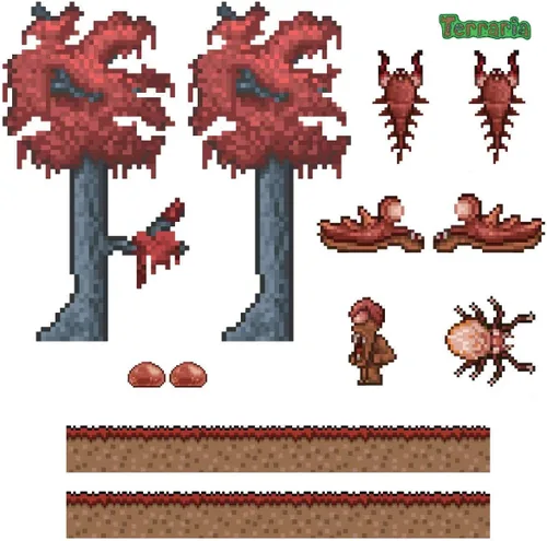 Vista 2 de Terraria Crimson Biome - Calcomanías de pared (juego de 11 piezas)