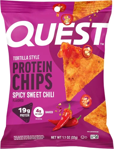Vista 21 de Quest Nutrition Chips de proteína, barbacoa, 0.78 oz de proteína, 0.11 oz de carbohidratos netos, 130 cals, bolsa de 1.1 onzas, 1 unidad, alto