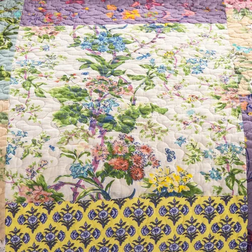 Vista 5 de YAYIDAY FloralQuiltXX 100% Cotton Reversible Breathable Colorful Floral Quilted Quilt with Pillow Shams Fit All Seasons