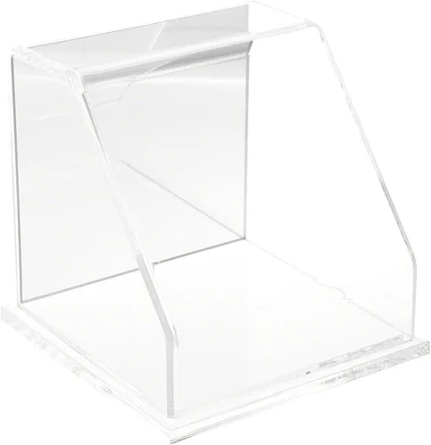 Vista 7 de Plymor Vitrina frontal inclinada de acrílico transparente con base negra, 6" x 6" x 6