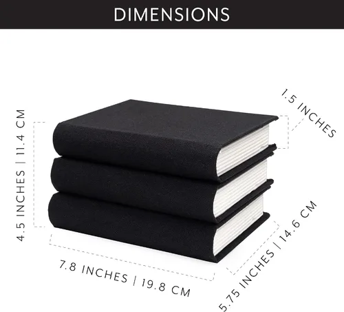 Vista 5 de AuldHome Design Pila de libros de imitación (negro, juego de 3); libros decorativos para manualidades y decoración del hogar