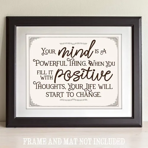 Vista 9 de Your Mind is a Powerful Thing When You Fill It With Positive Thoughts - Great Inspirational Decor, Positive Quote Display, Home Office and Classroom