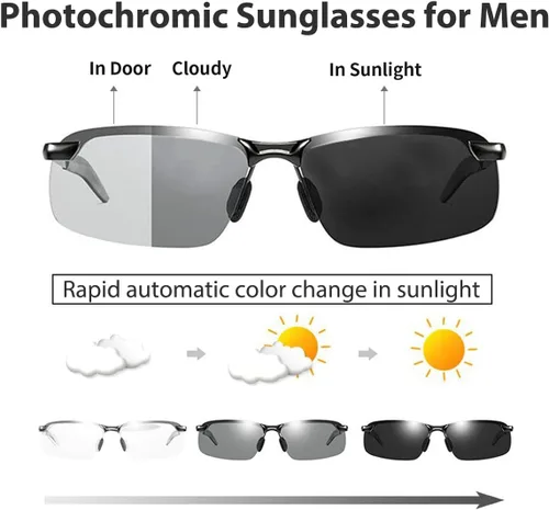 Vista 2 de K.LAVER Gafas de sol fotocrómicas polarizadas para hombres y mujeres gafas de visión nocturna para conducir ciclismo UV400 transición sombras