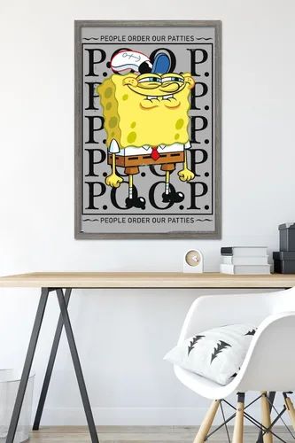 Vista 6 de Trends International Nickelodeon Bob Esponja - Póster de pared P.O.O.P. de 22.37 x 34.00 pulgadas, versión enmarcada de madera de granero