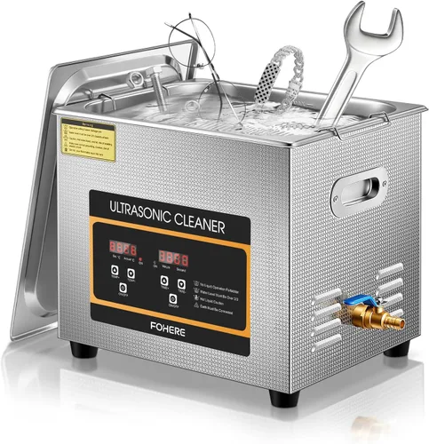 Vista 9 de Limpiador ultrasónico 6.5L con calentador y temporizador, máquina de limpieza comercial de acero inoxidable de 1.7 galones y 180 W para instrumentos