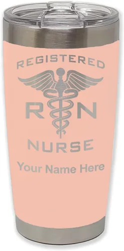 Vista 51 de LaserGram Vaso aislado al vacío de 20 onzas, enfermera registrada RN, grabado personalizado incluido (negro)