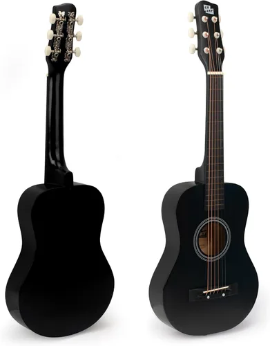 Vista 2 de Guitarra acústica de cuerdas de metal de 30 pulgadas, regalo para niñas, juguetes musicales para niños, instrumento musical (negro-2)