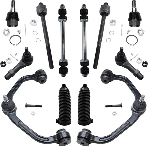Vista 45 de Detroit Axle – 12 brazos de control superiores e inferiores delanteros con rótulas, barras de unión exteriores e interiores con topes, barras