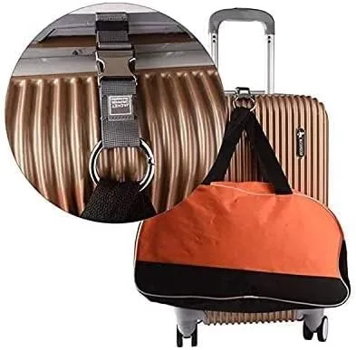 Vista 5 de 2 correas de equipaje resistentes para equipaje de mano, accesorios de viaje para llevar tus bolsas adicionales (gris)