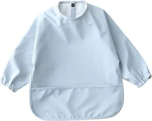 Vista 14 de Baberos impermeables para bebés, babero de alimentación de manga larga con recogedor de alimentos, se limpia y lavable