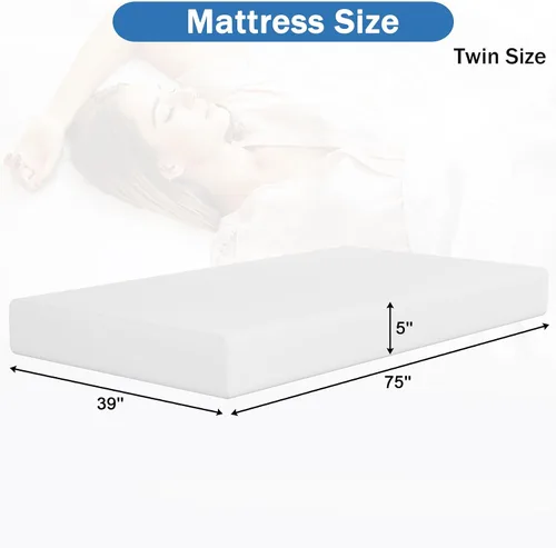Vista 2 de BLKMTY Colchón individual de espuma viscoelástica de 5 pulgadas, colchón de firmeza media, colchón de cama transpirable para colchón de gel