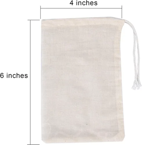 Vista 3 de Pangda 100 bolsas de muselina de algodón con cordón de 4 x 6 pulgadas, lona de muselina de lino, bolsa de regalo de joyería para fiestas