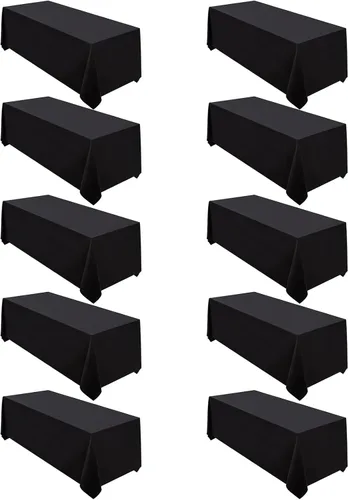 Vista 10 de Surmente Mantel rectangular de poliéster de 60 x 102 pulgadas para bodas, banquetes o restaurantes (negro, paquete de 2)