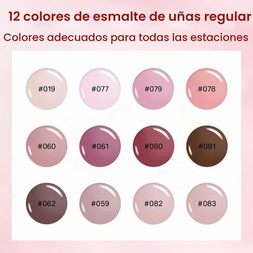 Vista 2 de Juego de esmaltes de uñas de 12 colores, secado rápido, esmalte de uñas rosa nude regular Colores desnudos