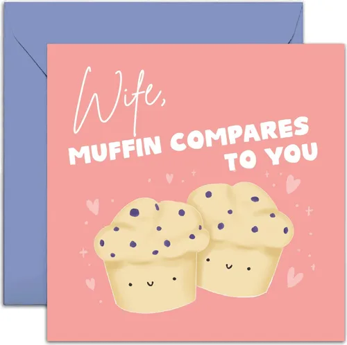 Vista 8 de Bonita tarjeta de aniversario para BEstie – Tarjeta de cumpleaños para ella «Muffin Compares To You», divertida tarjeta de felicitación de comida