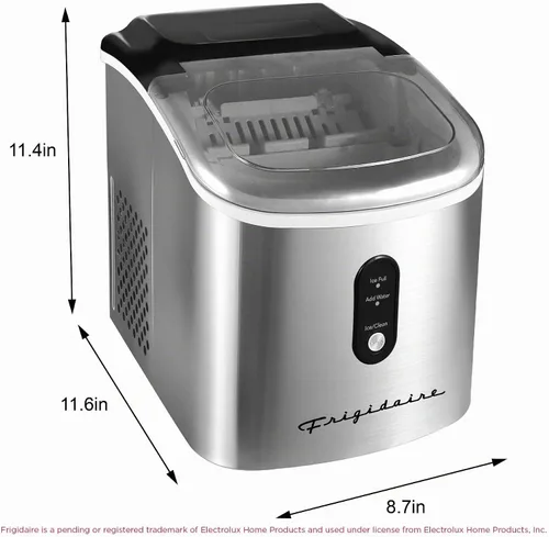 Vista 5 de Frigidaire Máquina para hacer hielo de acero inoxidable, resistente, hace 26 libras de hielo transparente por día, panel de control LED digital