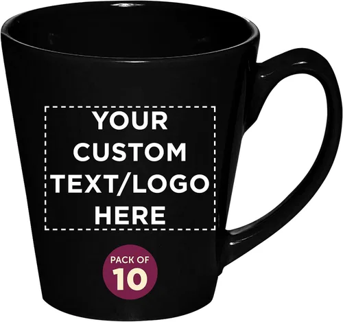 Vista 8 de DISCOUNT PROMOS Taza de café con leche de cerámica brillante personalizada de 12 onzas, juego de 10/50/100 unidades personalizadas, paquete a