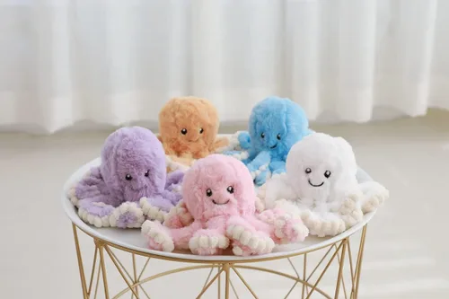 Vista 4 de Muñeca de Peluche de Pulpo de Dibujos Animados Linda, Juguetes Regalo, Juguetes de Peluche de Mar para Niños y Amantes, Decoración del Hogar