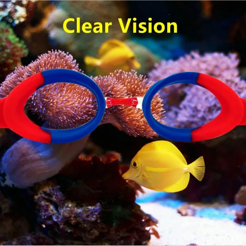 Vista 2 de Hually Gafas de natación para niños, gafas de natación sin fugas para niños, fáciles de ajustar, gafas de natación antivaho anti-UV para niños